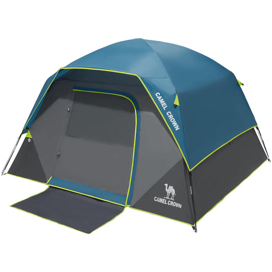 CAMEL CROWN Tents for Camping 4 Person Tent Waterproof Easy Setup Backpacking Tents with Floor Mats 3/4/5 Person Family Tent for Outdoor Hiking