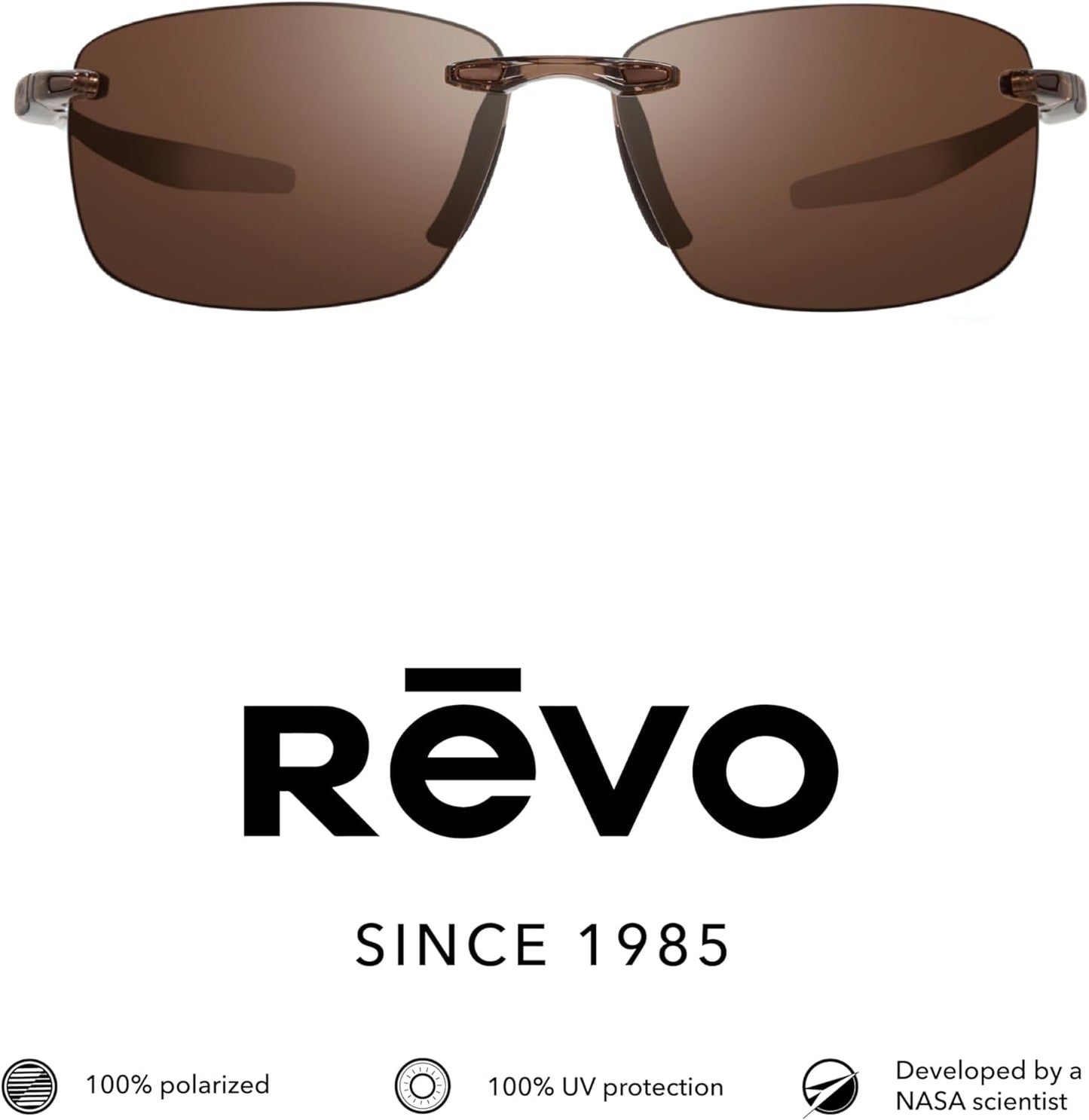 Polarized Rimless Rectangular Revo Descend N Sunglasses - Stylish UV Protection