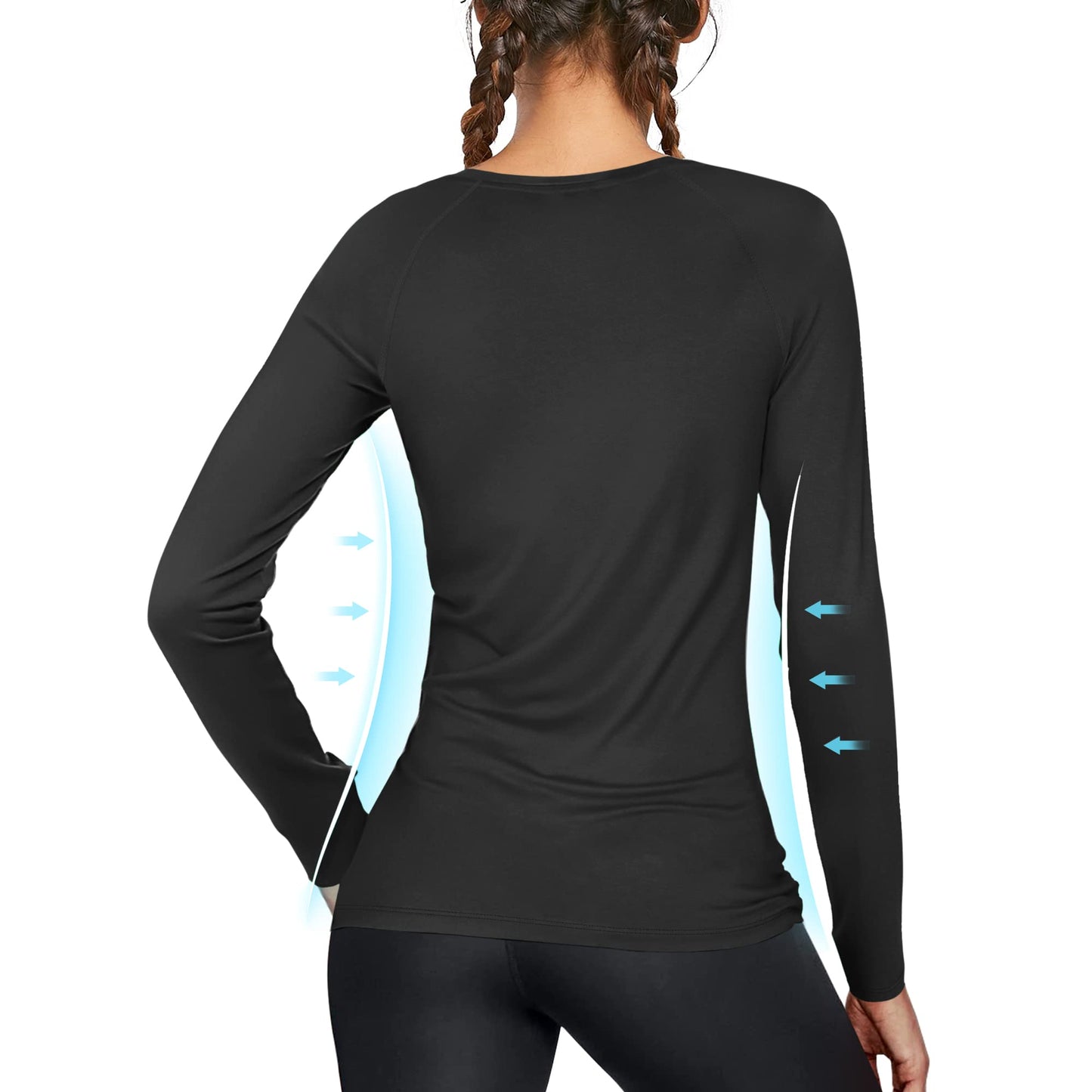 isnowood Womens Long Sleeve Rash Guard, UV UPF 50+ Sun Protection Shirts, Quick Dry Lightweight Tops for Swimming Workout Hiking Running