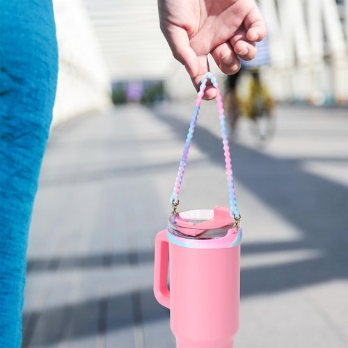 Eoopoon Water Bottle Handle for Stanley Cup, Silicone Water Bottle Sling, Water Bottle Holder with Strap Fits Most 8-40oz Bottles, Stanley Cup Accessories (Mixture color1)