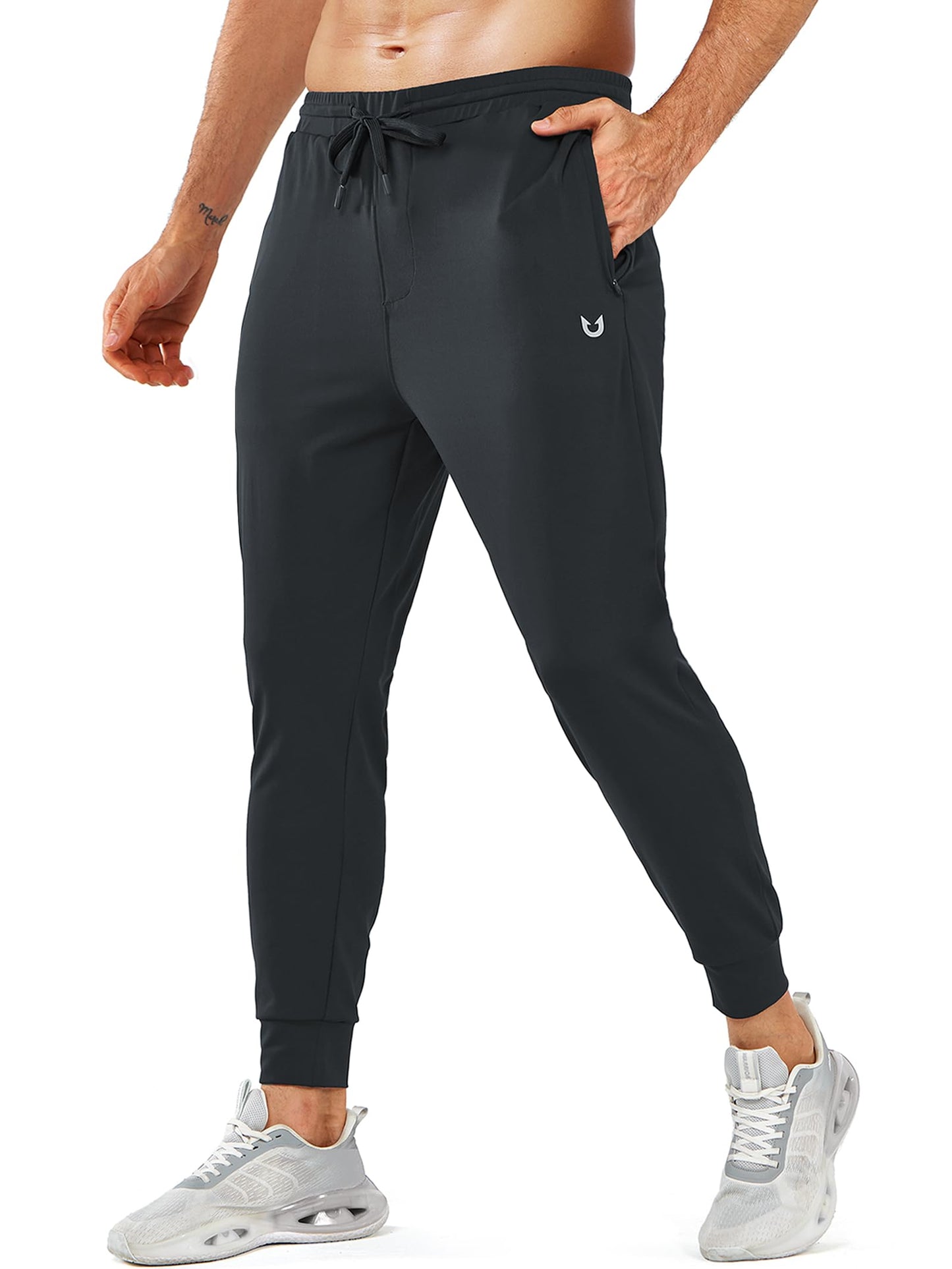 NORTHYARD Men's Joggers Pants with Zipper Pockets Lightweight Sweatpants Athletic Running Workout Track Pants for Men Black M
