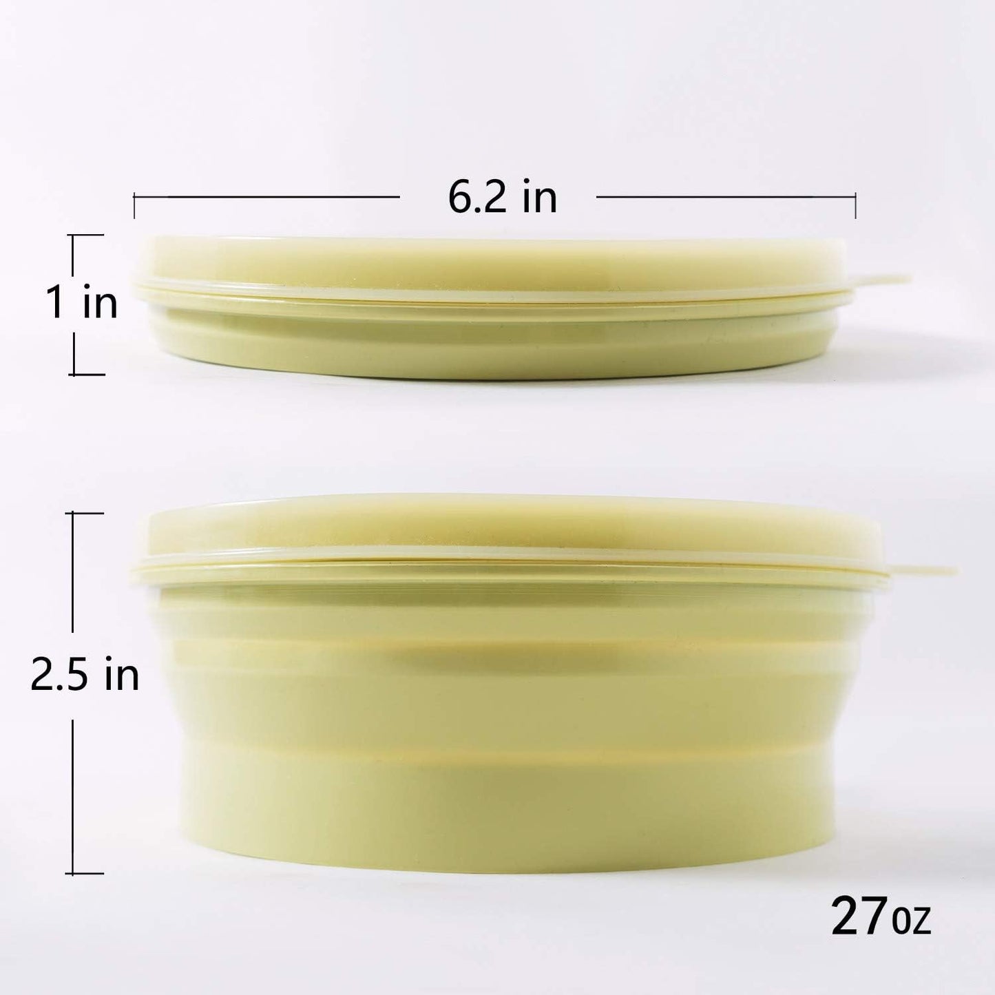 IYYI ME.FAM Silicone Collapsible Bowl with Lid - 800ML Folding Travel Bowl for Camping, Hiking - Heat Resistant