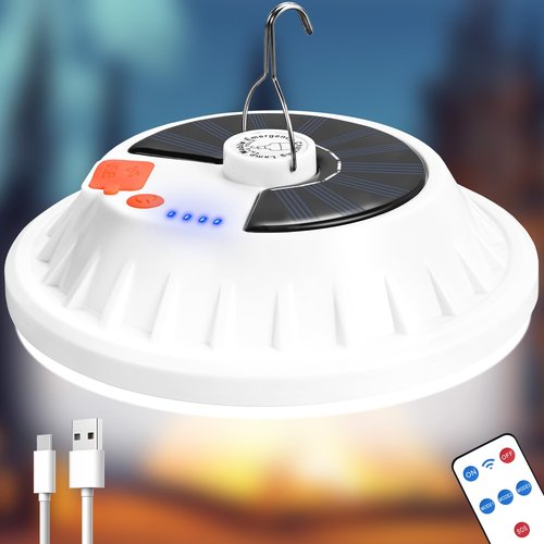 Lembopo Solar Camping Light with Remote 6000LM, Rechargeable Hanging Light Portable LED for Home, Tent Canopy Lights Solar Camping Lanterns for Power Outages, Emergency, Hurricane