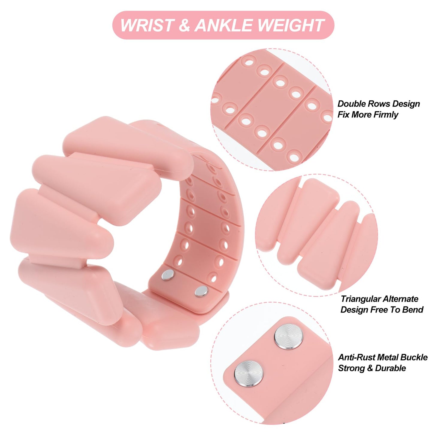 PATIKIL Adjustable Wrist Weights Set of 2, 2Lbs Total (1lb Each) Silicone Ankle Walking Weights for Women Men Bracelets for Training Yoga Jogging Aerobics, Light Pink