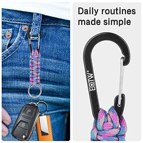 EOTW Carabiner Keychain,Paracord Keychain Small Aluminum Clip D Ring for Camping, Hiking, Fishing, Or As A Key Organizer