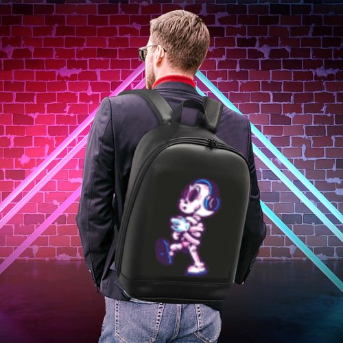 YOLOLAND LED Color Screen Customizable photo/icon Backpack,Water-Resistant Travel Bag with USB Port and Comfortable Padding