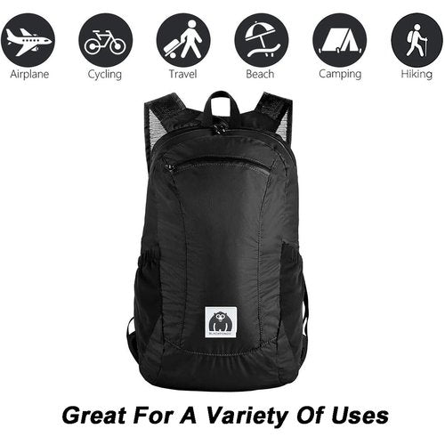 Small Backpack 18L Lightweight Packable Backpack for Travel, Airplane Travel Hiking Daypack(Black)