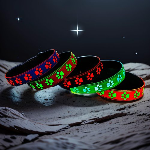 DOGLED LED Light Up Dog Collar, USB-C Rechargeable, Multicolor Paw Print Design, 15 Modes Lighting Night Safety (Green, S(7.87-11.8"))