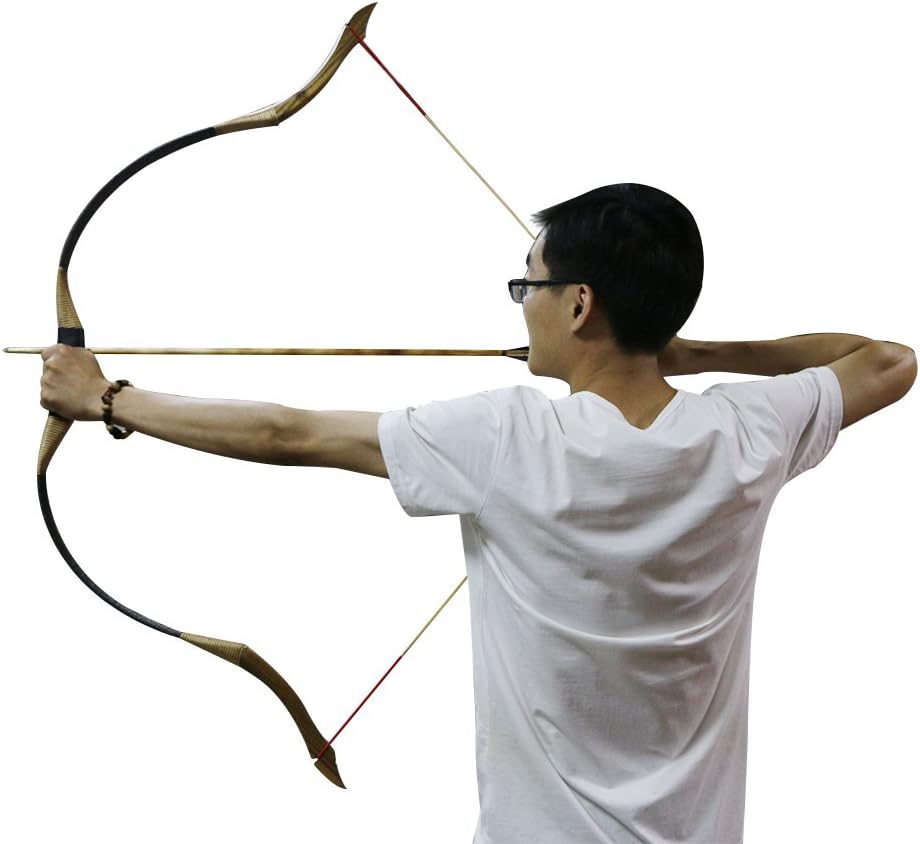 TOPARCHERY Black Hunter Traditional Recurve Bow 53'' Archery Hunting Handmade Horse Bow Longbow 30-50 lbs