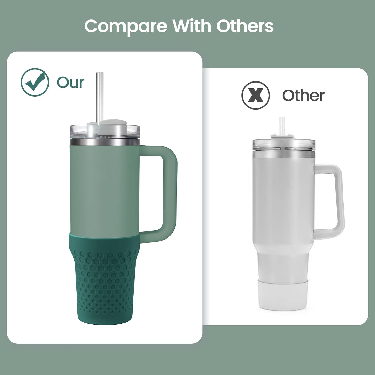 Uvafly Silicone Boot for Stanley, Cup Bottom Protector Sleeve Accessories for Stanley Quencher H2.0 FlowState Tumbler 20oz/30oz/Stanley Adventure Quencher Tumbler 24oz (Dark Green)