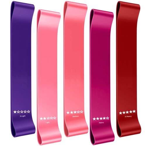 WELTENT Resistance Loop Bands, Resistance Exercise Bands for Home Fitness, Stretching, Strength Training, Physical Therapy, Natural Latex Workout Bands, Pilates Flexbands, 12" x 2"