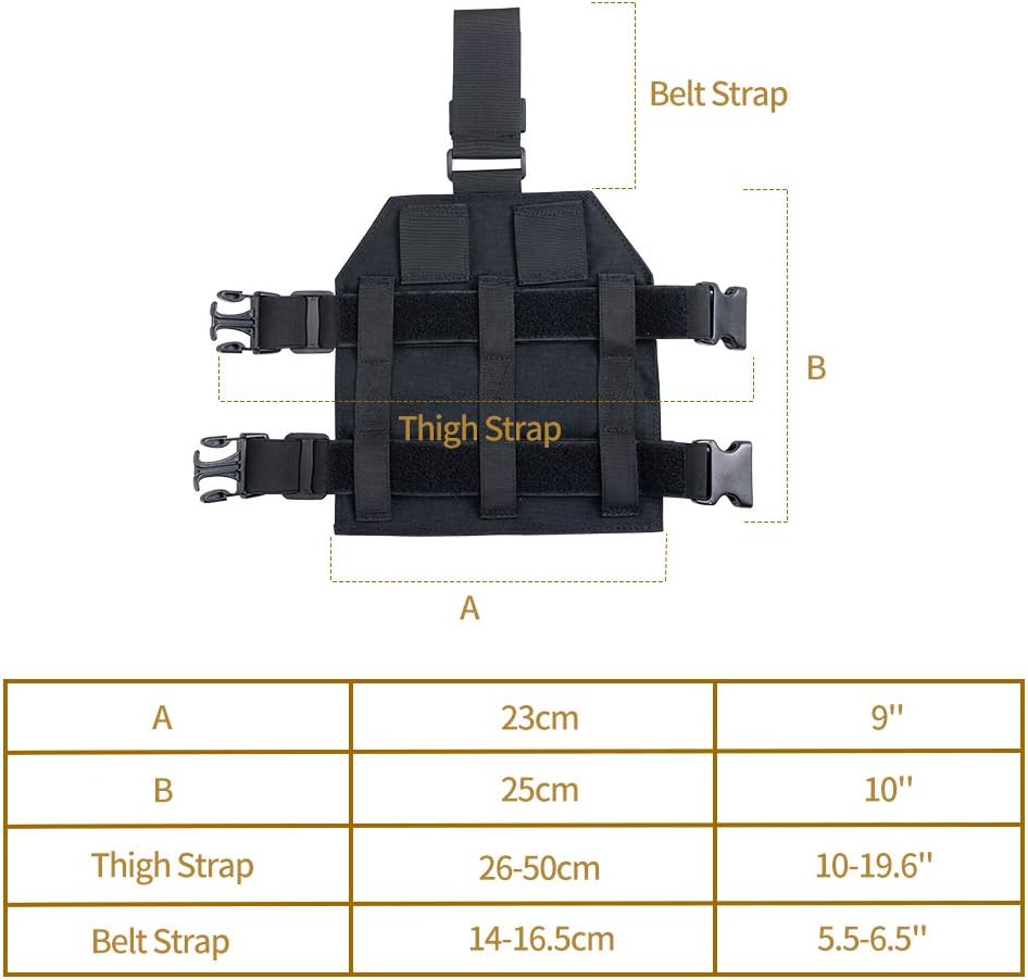 EXCELLENT ELITE SPANKER Tactical MOLLE Drop Leg Platform Universal Drop Leg Panel with Adjustable Belt & Thigh Straps