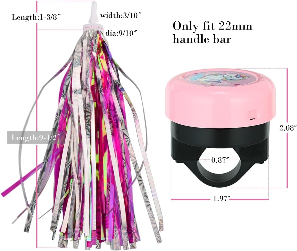 U-LIAN Kids Streamers and Bike Bell for Girls-1 Pack Flower Bicycle Bell with 2 Pack Handlebar Streamers Scooter Tassels for Children's Bike Accessories