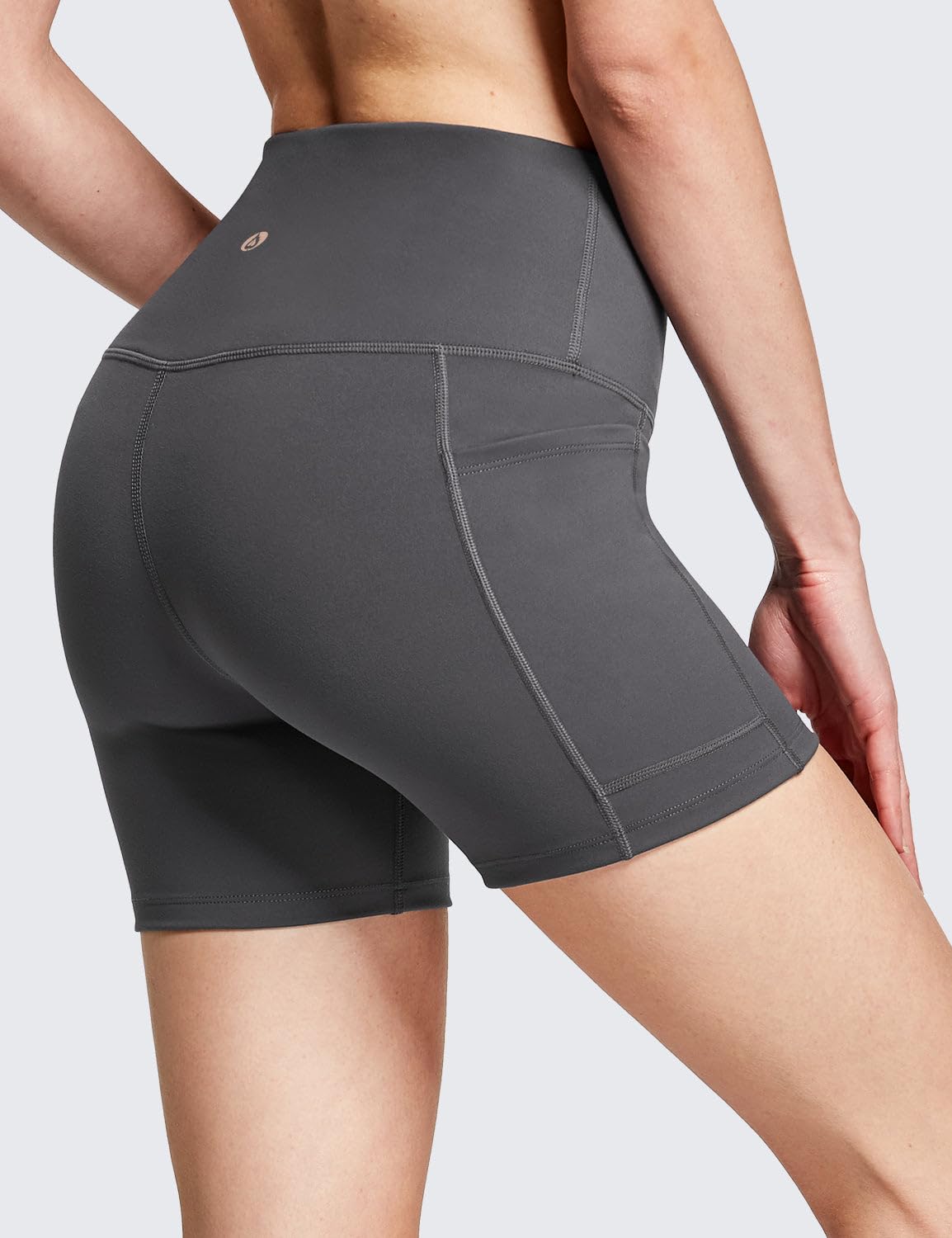 baleaf Biker Shorts Women Yoga Gym Workout Spandex Running Volleyball Tummy Control Compression with Pockets Soft 5" Gray XL