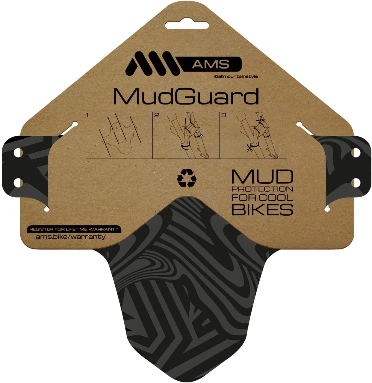 All Mountain Style AMS Front Mudguard – Fits 26’’,27.5’’,29’’, Dazzle/Black