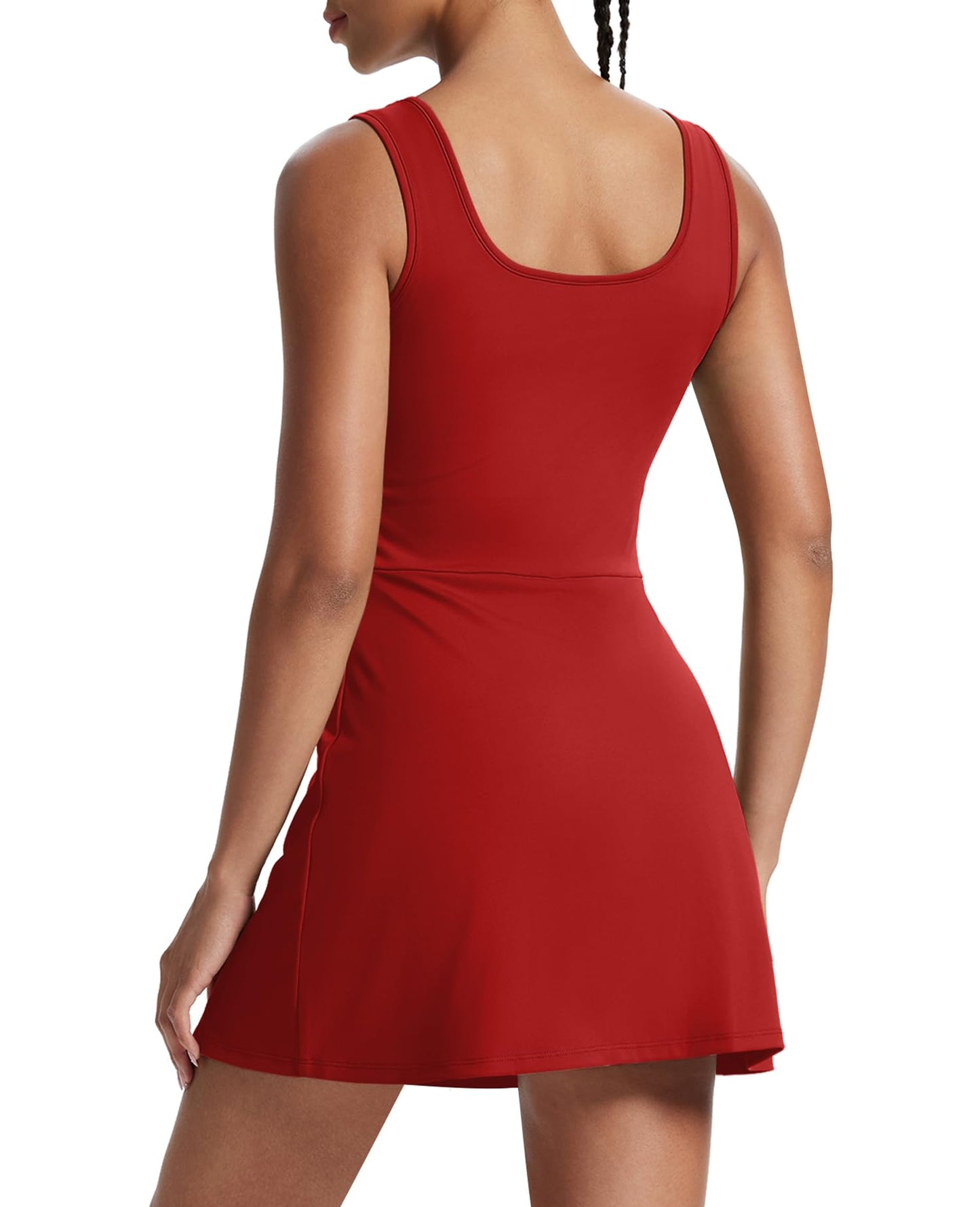 NIASHOT Tennis Dresses for Women Athletic Spring Dress Golf Bodycon Built in Shorts Active Dresses Workout Skort Graduation 2026 A-Red XL