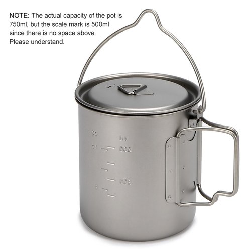 HURRISE Water Mug Cup with Lid and Foldable Handle, Cup Outdoor Mug 750ml Pot for Camping Hiking Travelling Backpacking Climbing