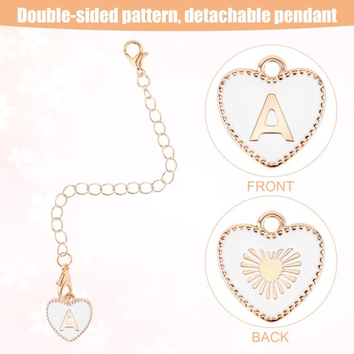 PEUTIER Letter Accessories for Stanley Cup, Heart Alphabet Pendant Personalized Name ID Initial Letter Decorations Handle for Stanley Accessories (Letter A)