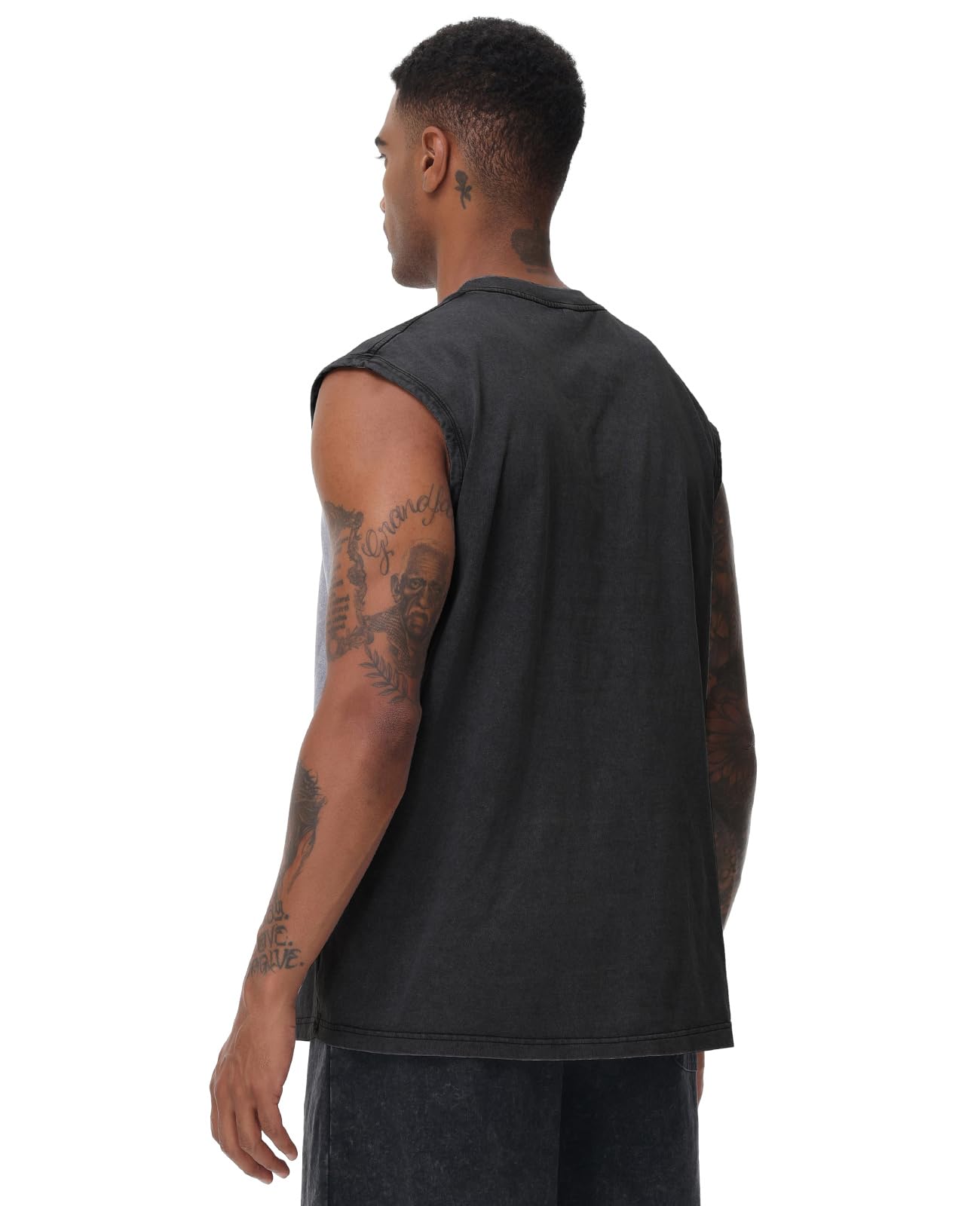 SnowElve 3 Pack Mens Workout Tank Tops Sleeveless Tee Shirts Men Muscle Shirt Gym Acid Wash T Shirts Running Beach Loose Fit Tee(BUGYBK,3XL)