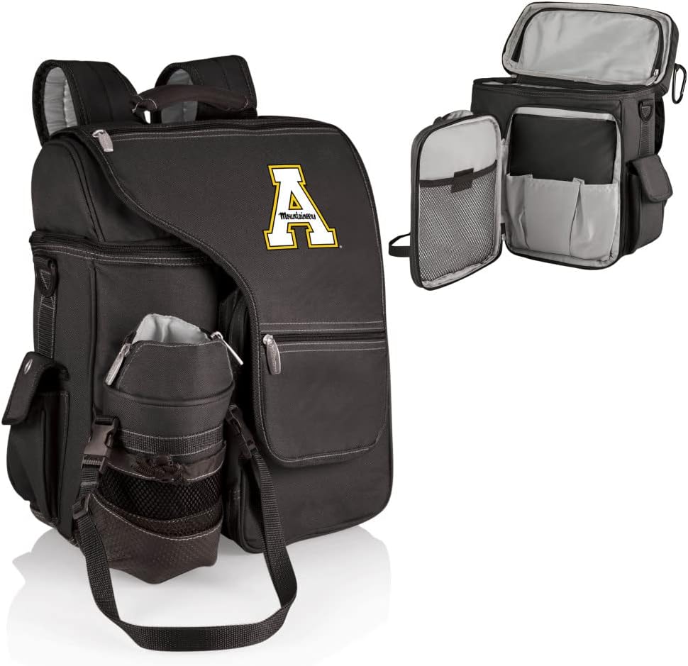 PICNIC TIME NCAA App State Mountaineers Turismo Backpack Cooler with Water Bottle Carrier - Soft Cooler Backpack - Travel Cooler Bag