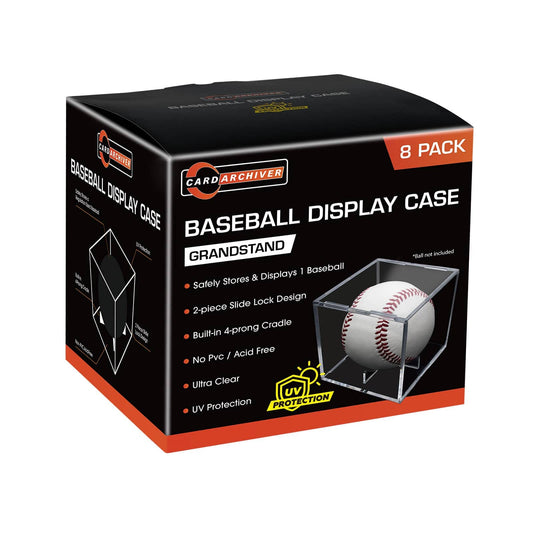 8 Pack Baseball Display Cases - UV Protected Acrylic Square Baseball Holder, Official Size Baseball Display Boxes, Clear Display Cube Baseball Memorabilia Showcase Autographed Ball Protector