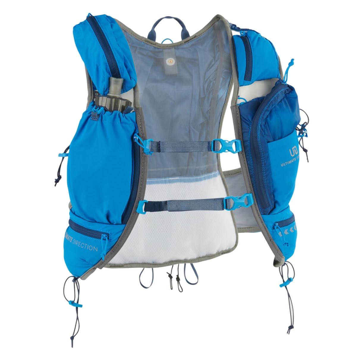 Ultimate Direction Adventure Vest Men's Hydration and Endurance Running Vest, 2L Hydration Bladder Compatible, Upgraded Fit and Finishes, Trekking Pole Loops, GPS Locator Pocket, 2023 (UD Blue, Small)