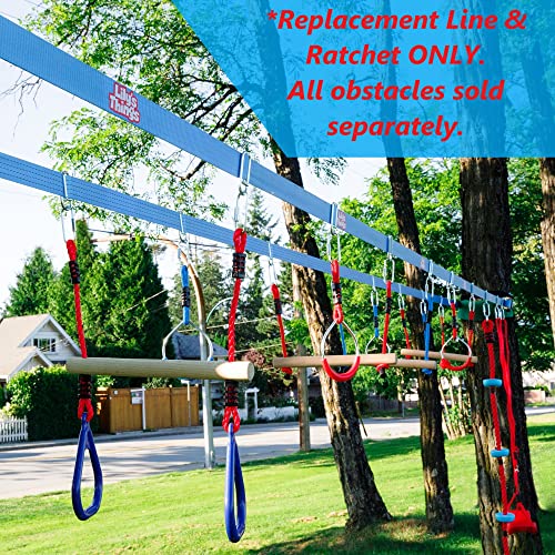 80 Feet Ninja Slack Line and Ratchet Set for Double Ninja Course - Durable Outdoor Ropes