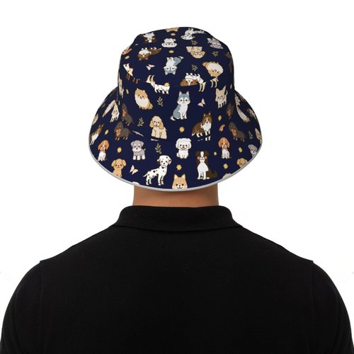 Zminciu Cute Puppy Dog Print Bucket Hat for Men Women Packable Reversible Printed Summer Hats Fisherman Cap Outdoor Sum Travel Hiking Beach Caps Vacation Hat