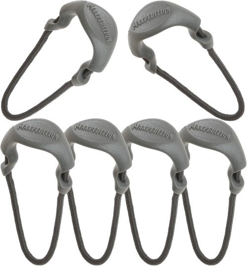 MAXPEDITION Positive Grip Zipper Pulls (Large, Gray) Pack of 6, Zipper Pull Replacement for Tactical Backpack, EDC Pouch, Bug Out Bag & Luggage, Sling Pull Tab, PZLGRY