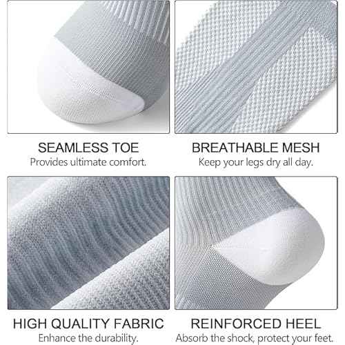 3 Pairs Compression Socks for Women and Men - 15-20mmHg Best Support for Athletic Running Cycling