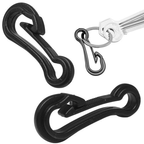 LUORNG 16PCS Outdoor Rucksack Anti-Lost Plastic Hooks and Buckles - Length 47mm/1.85in Luggage Accessories Wingless Snap Hooks for Parachute Ropes Camping Nautical Accessories - Black