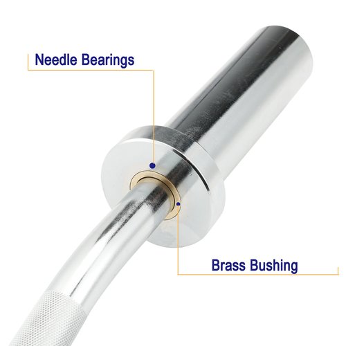 Powenergy 47" Olympic Barbell Curl Bar Strength Training Bar with Ring Collars Solid Chrome Barbell Bar for Weightlifting, Hip Thrusts, Squats and Lunges