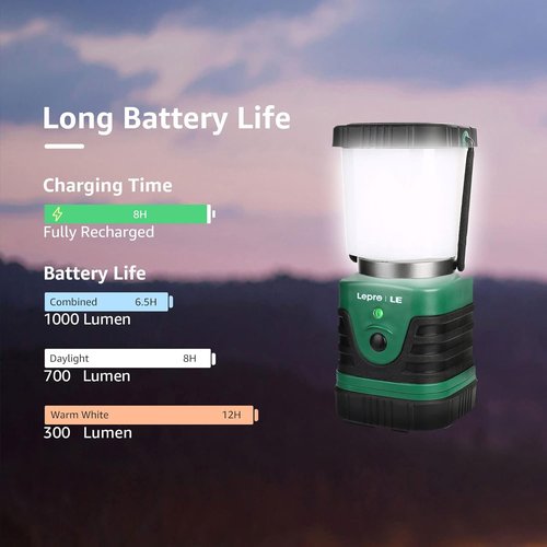 1000LM LED Camping Lantern - Rechargeable Power Bank, 4 Light Modes, Waterproof for Hiking & Emergencies