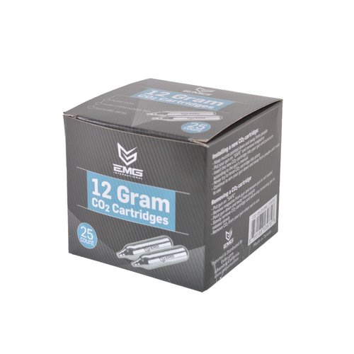 EMG 25-Count 12-Gram C02 Cartridges for Airsoft, Airguns, and Paintball Markers