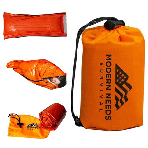 MODERN NEEDS Emergency Sleeping Bag – Thermal Blanket & Bivy Sack | Waterproof, Windproof, Tear-Resistant Shelter Emergency Blanket for Outdoor Use