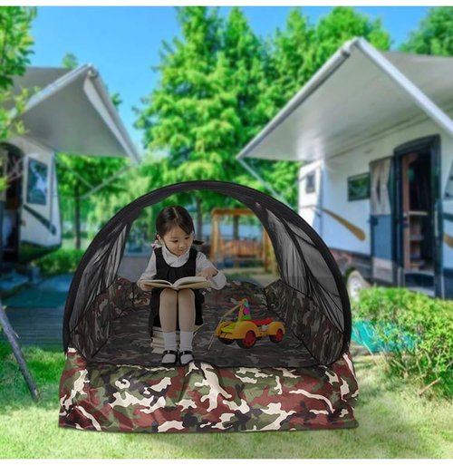 Pop Up Mosquito Tent 2-Person Large Portable Foldable Pop-up Screen Tent Mosquito Camping Net Tent for Double Persons Camping Hiking Outdoor Installation-Free (Camouflage)