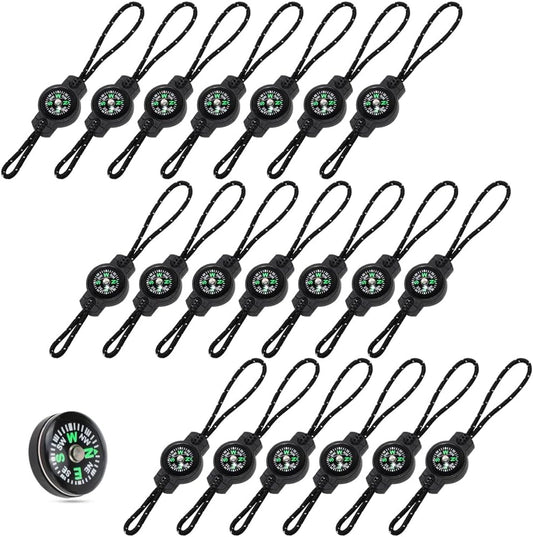 HOSTK 20 Pcs Mini Survival Compass, Outdoor Camping Hiking Pocket Compass, Liquid Filled Mini Compass for Emergency Survival Paracord Bracelet Necklace Key Chain