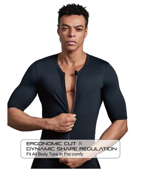 EASYINPRO Wind Tunnel Fabric Men’s Cycling Jersey Tops Bike Biking Shirts Pro Anti UV, Full Zipper, Reflective Pocket Black