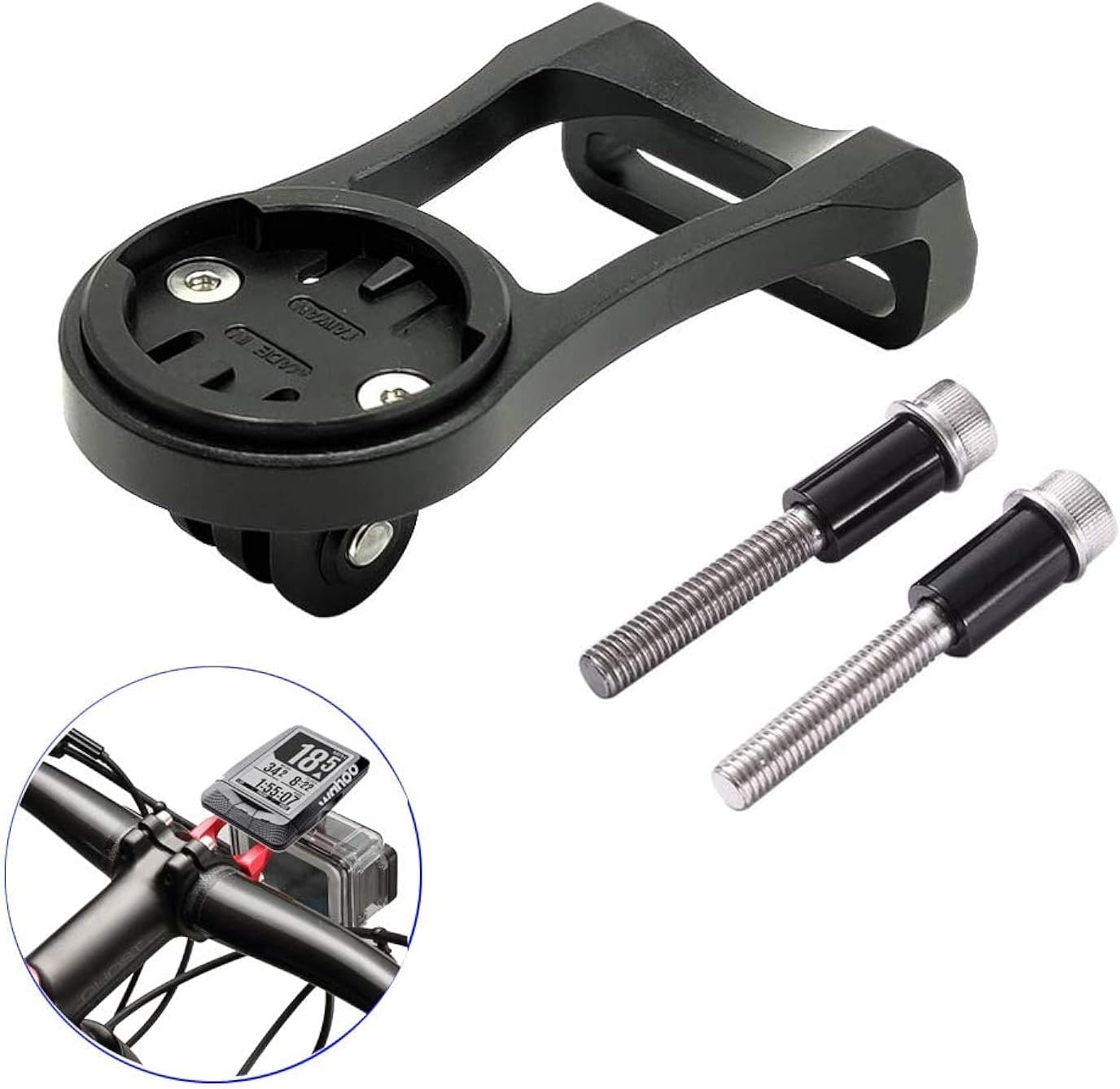 Out Front Combo Extended Mount for Wahoo Elemnt Bolt and Mini, Bike Light Adapter