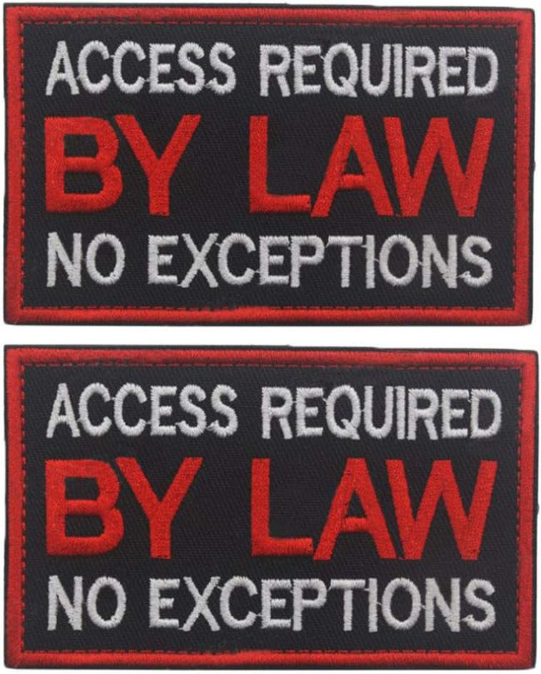 QTao UPA150 Hook & Loop Service Dog Patch Vests/Harnesses Access Required by Law No Exceptions Military Tactical Morale Patches (2pcs l)