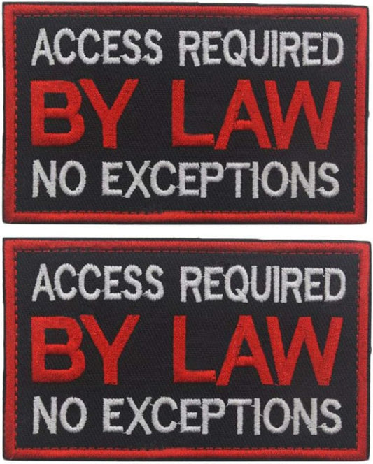 QTao UPA150 Hook & Loop Service Dog Patch Vests/Harnesses Access Required by Law No Exceptions Military Tactical Morale Patches (2pcs l)