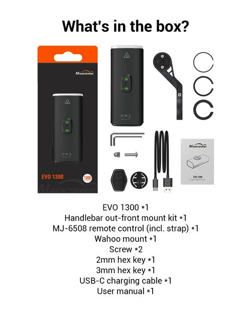 Magicshine EVO 1300 Bike Light with Remote Control, 1300 Lumens Waterproof Bicycle Headlight, USB-C Rechargeable Front Light for Night Riding