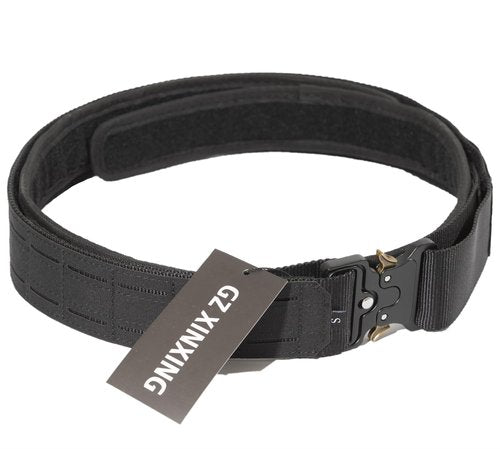 GZ XINXING 2.0" Tactical Belt for Men Black with 1.75" Internal Tactical Belt and Quick Buckle Metal Buckle Duty Belt - Heavy Duty Battle Belt