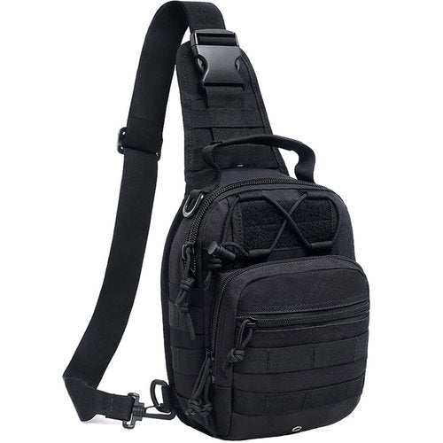 NuCamper Tactical Sling Bag Pack Military Rover Shoulder Backpack Molle Assault Range Bags Men's Chest Pack for Hiking,Travel (Black)