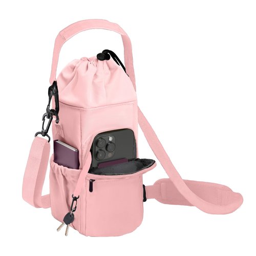 Water Bottle Sling Carrier，20/32/40 Oz Water Bottle Carrier Bag With Phone Pocket Insulated Crossbody Water Bottle Holder With Adjustable Shoulder Strap, Ideal For Hiking, Camping, And Traveling.