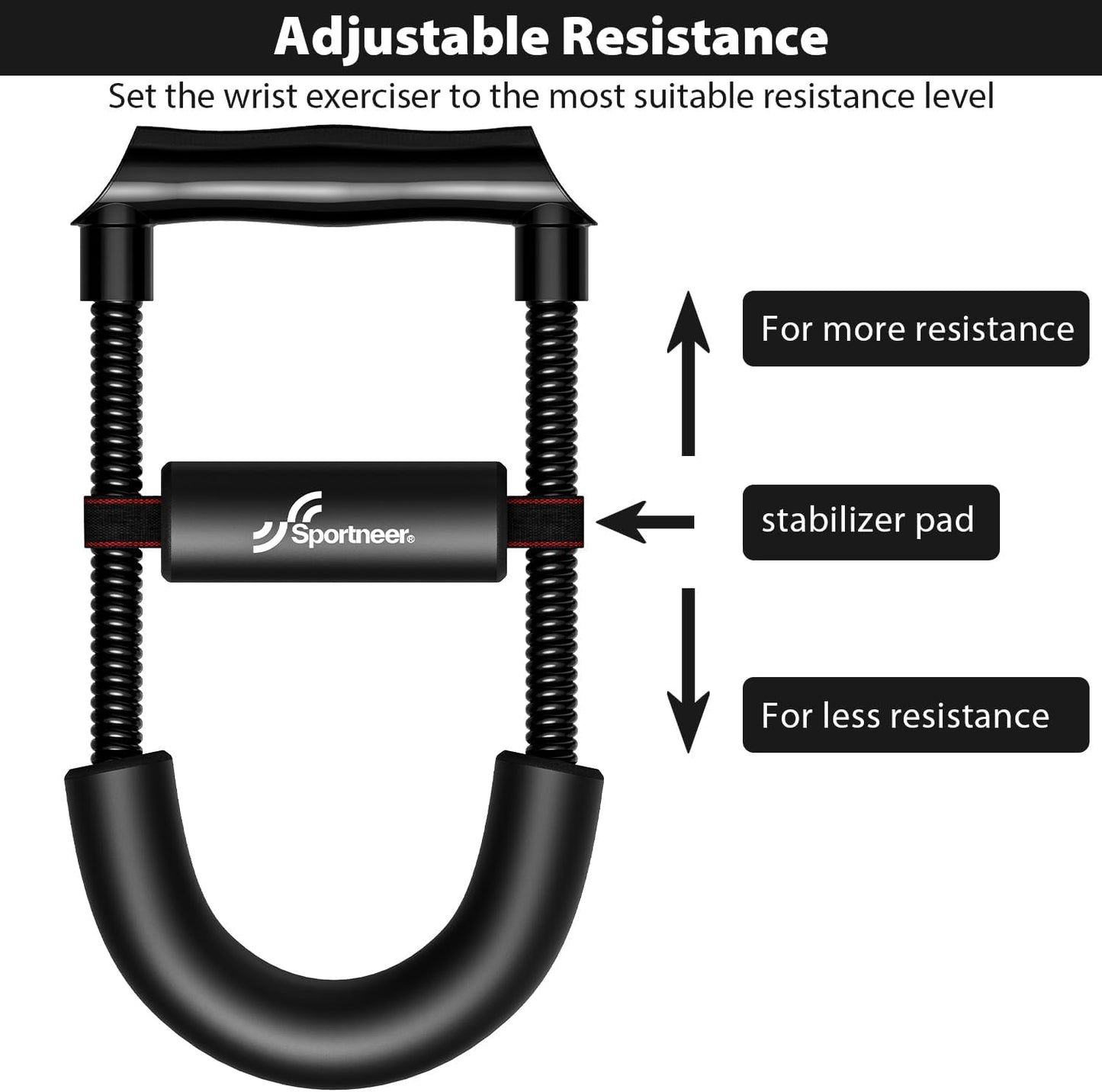 Forearm Strengthener Sportneer Forearm Wrist Strengthener Exerciser with Adjustable Tension for Improving Strength - Hand Developer Arm Grip Workout Strength Trainer Home Gym Workout Equipment for Starter and Pro