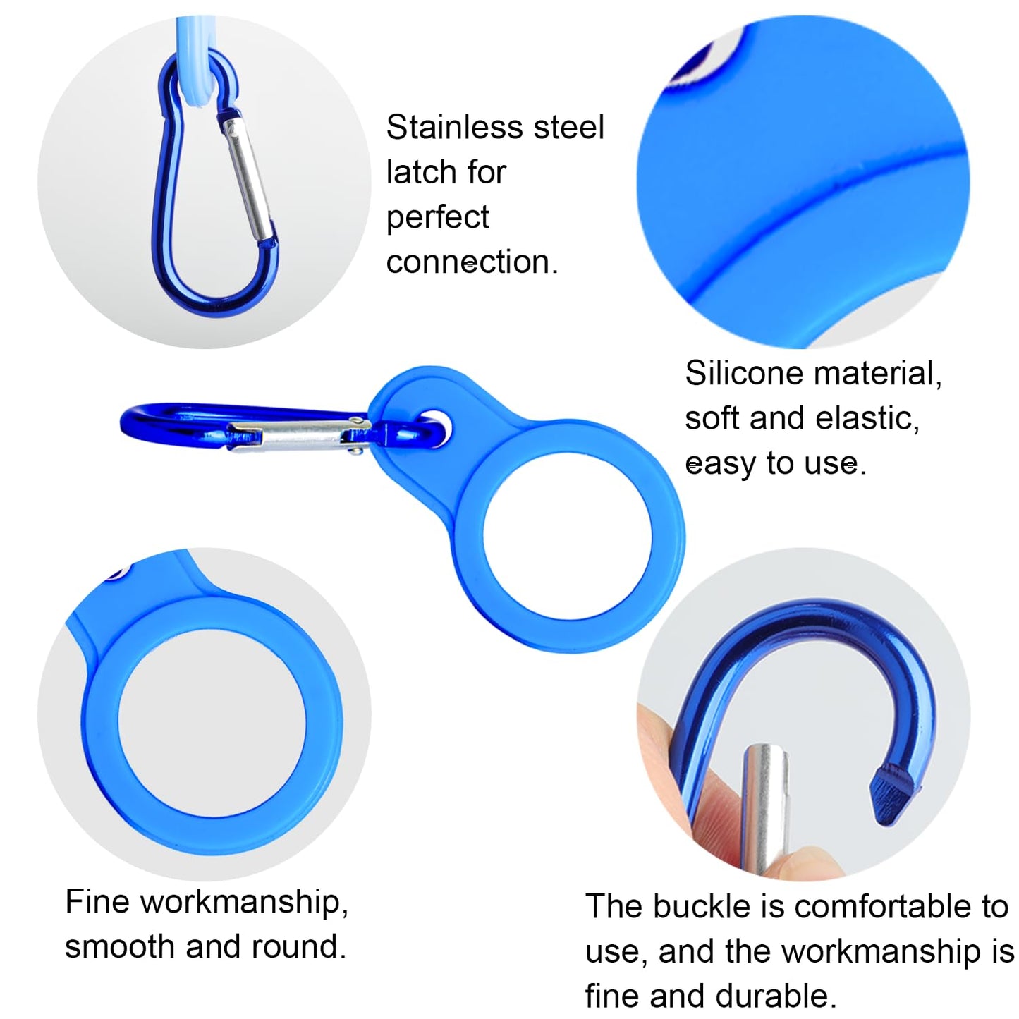 6PCS Silicone Water Bottle Buckle Holders with Carabiner Belt Clip and D-Ring Hook, Suitable for Hiking, Camping, Traveling, and Mountain Climbing