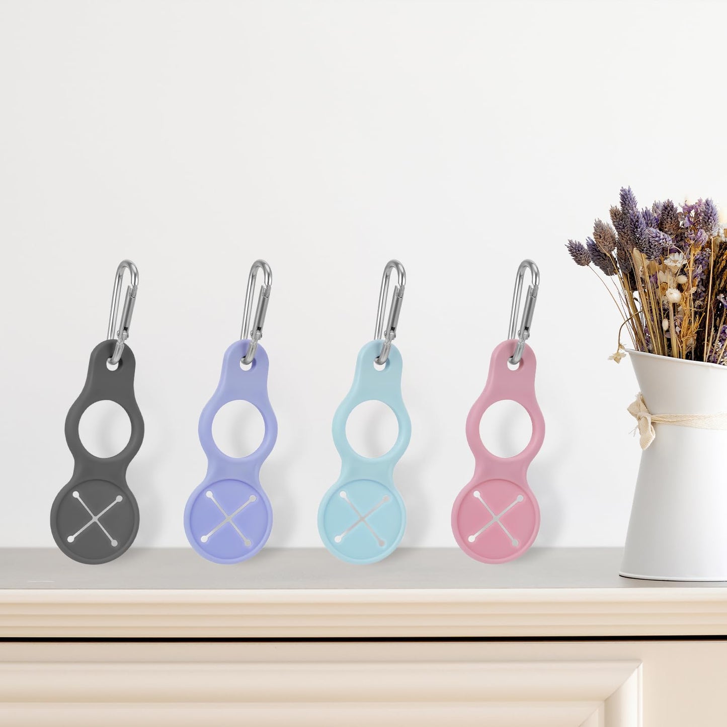 4 Pcs Water Bottle Hanging Buckle Clip Portable Mineral Holder Carabiner Nylon Backpack Belt Webbing Strap Waist Buckle for Outdoor Camping Hiking Traveling (Bue, pink, grey, green)