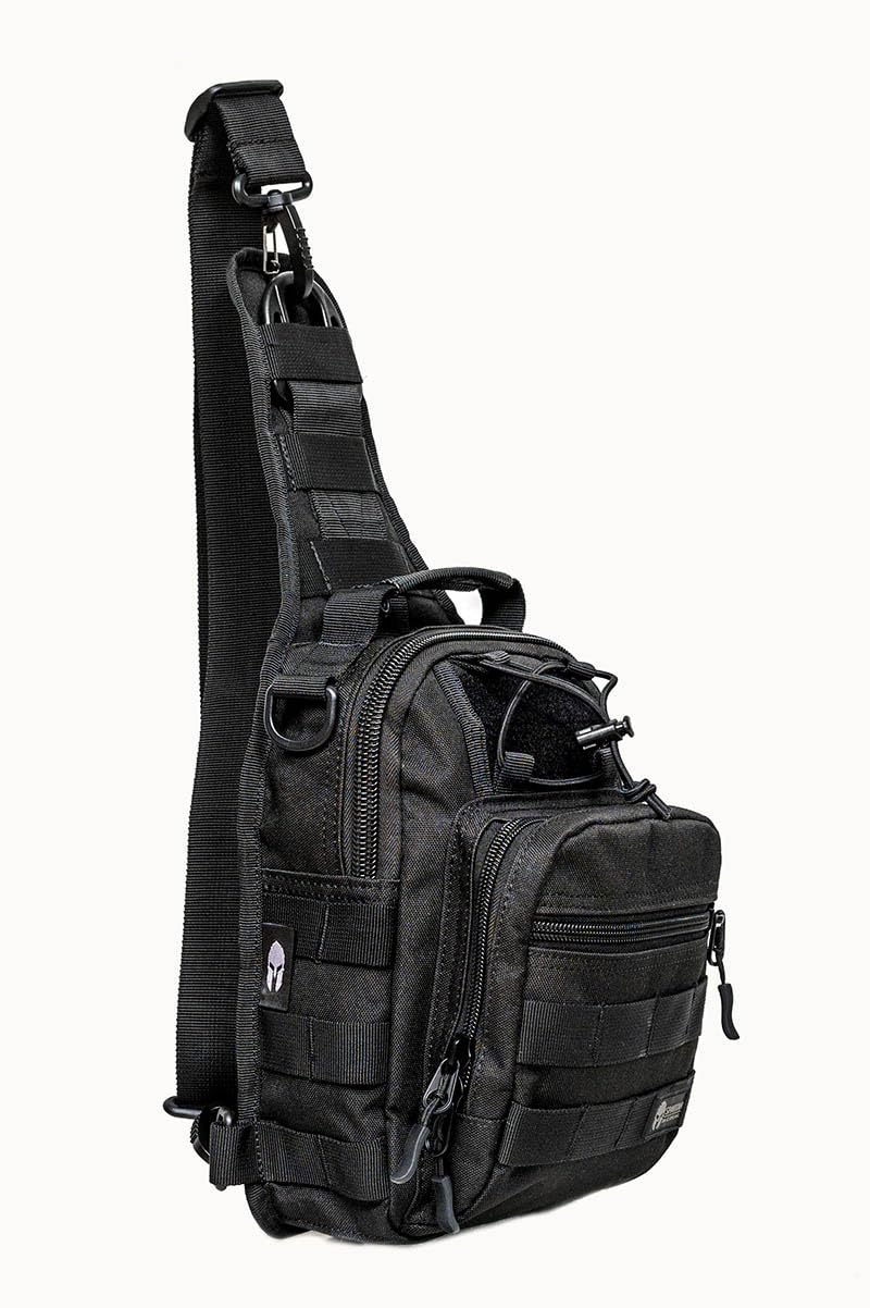 Spartan Tactical ARC MKII EDC Sling Bag, Shoulder Bag, Gun Holster Included, Concealed Carry, Black