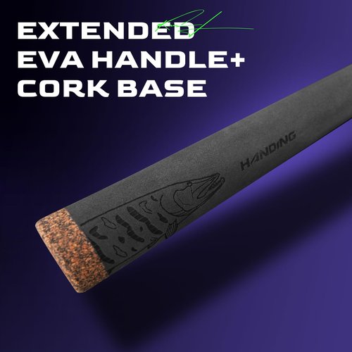 HANDING M1 Musky Fishing Rod 7'6'' Heavy Casting Rod with Fast Action 30T+24T Carbon Fiber SEAGUIDE RA Guide Rings for Northern Pike Catfish Striped Bass Snook